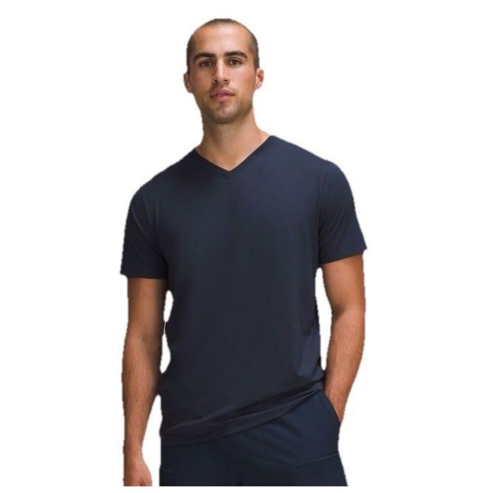 Lululemon Fundamental Tee Short Sleeve T-Shirt Navy Blue Cotton Large
